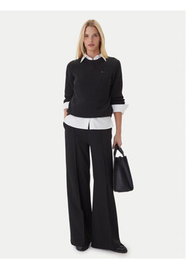 TOMMY HILFIGER - Tommy Hilfiger Sweter Fine WW0WW44993 Czarny Regular Fit. Kolor: czarny. Materiał: bawełna