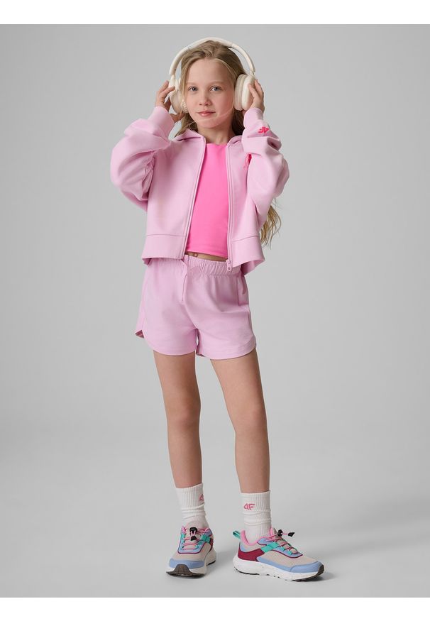 4f - 4F Spodenki dresowe dziewczęce - różowe 164 (13-14 lat). Kolor: różowy. Materiał: dresówka. Długość: krótkie. Sezon: lato