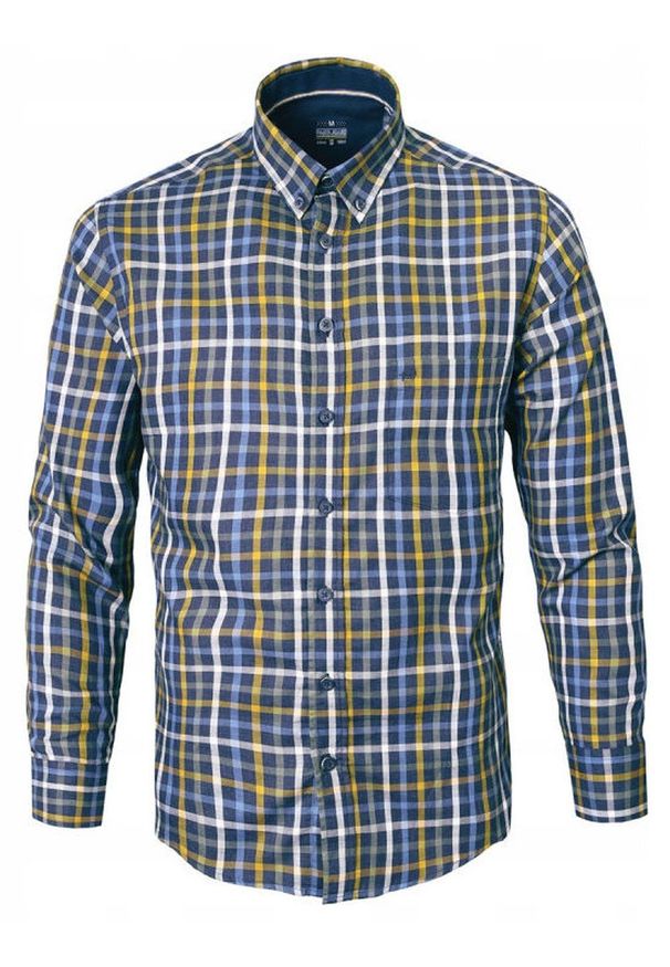 Lekko Taliowana Koszula Sportowa, Button Down - Pako Jeans - Kolorowa Kratka. Okazja: na co dzień. Typ kołnierza: button down. Kolor: wielokolorowy. Materiał: bawełna. Wzór: kratka. Styl: sportowy