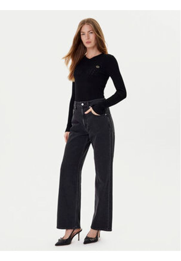 TwinSet - TWINSET Sweter 252TP3241 Czarny Slim Fit. Kolor: czarny. Materiał: wiskoza