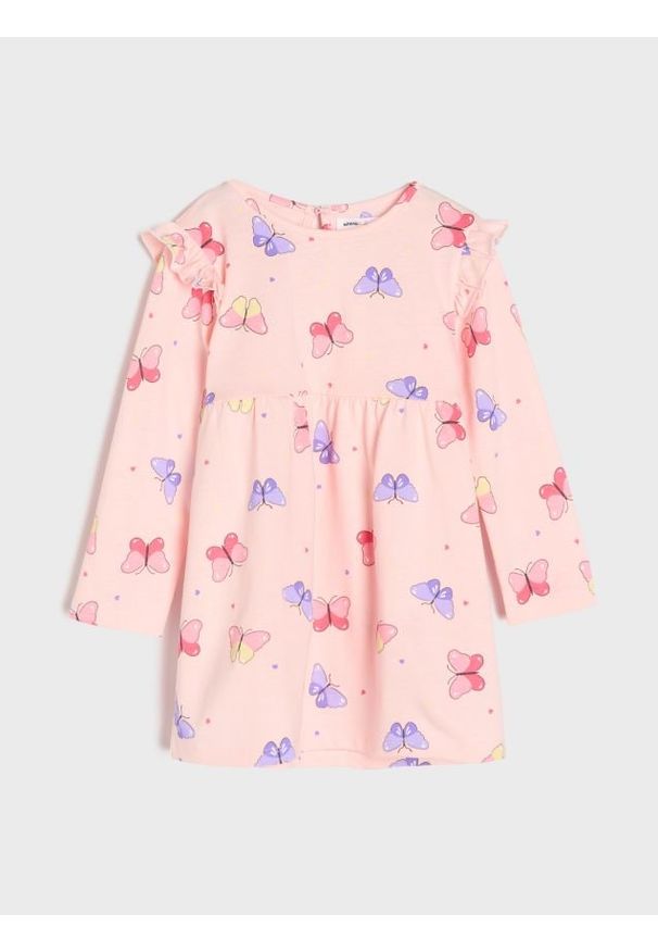 Sinsay - Sukienka dresowa ze wzorem - różowy. Kolor: różowy. Materiał: dresówka