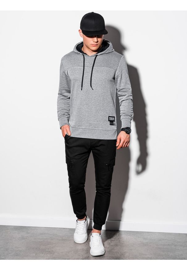 Szara bluza Ombre Clothing z kapturem, melanż