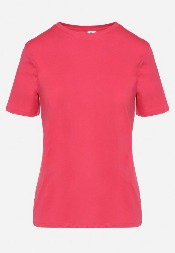 Born2be - Różowy Bawełniany T-shirt o Klasycznym Fasonie Hebea. Kolor: różowy. Materiał: bawełna. Styl: klasyczny