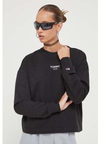 Tommy Jeans bluza damska kolor czarny z nadrukiem. Kolor: czarny. Materiał: bawełna. Wzór: nadruk. Styl: klasyczny #3
