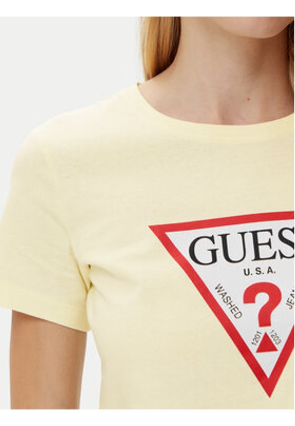 Guess T-Shirt W1YI1B I3Z14 Żółty Regular Fit. Kolor: żółty. Materiał: bawełna
