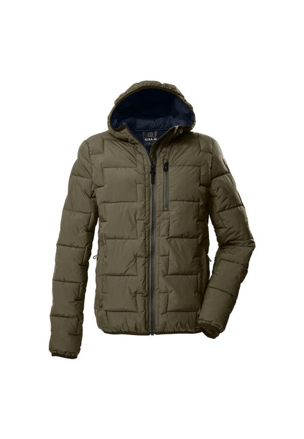 Kurtka z kapturem Killtec GW 72. Typ kołnierza: kaptur. Kolor: zielony. Materiał: puch. Sport: turystyka piesza