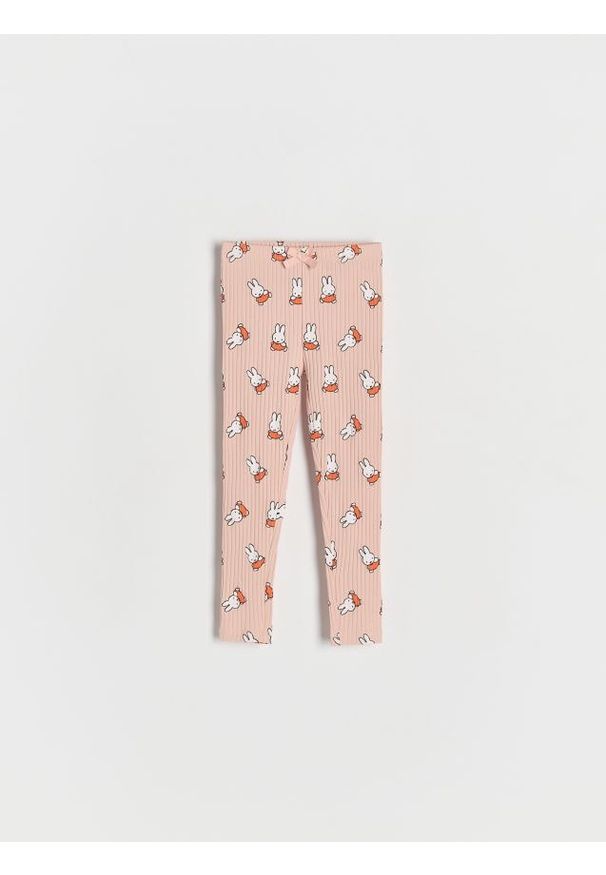 Reserved - Prążkowne legginsy Miffy - pastelowy róż. Kolor: różowy. Materiał: bawełna