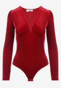 Born2be - Czerwone Welurowe Body z Głębokim Dekoltem Fennia. Kolor: czerwony. Materiał: welur. Długość rękawa: długi rękaw. Długość: długie. Sezon: zima, jesień. Styl: elegancki #3