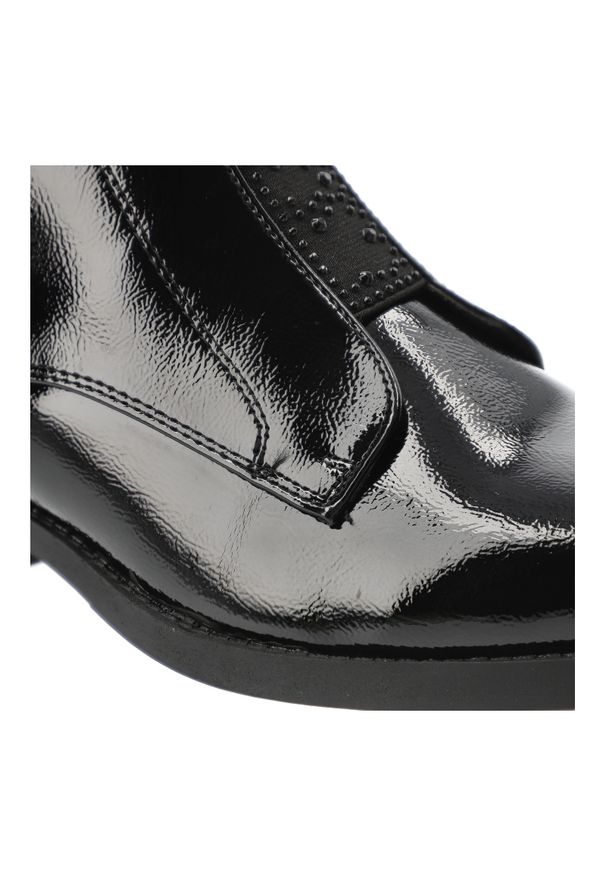 Czarne Botki S.Barski Ocieplane Obuwie Damskie. Okazja: na co dzień. Kolor: czarny. Materiał: lakier, materiał. Sezon: zima, jesień. Obcas: na obcasie. Styl: casual, elegancki. Wysokość obcasa: niski