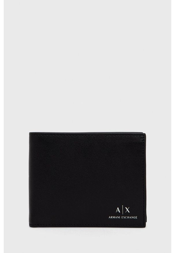 Armani Exchange Portfel skórzany 958433.CC845 męski kolor czarny. Kolor: czarny. Materiał: skóra. Wzór: gładki