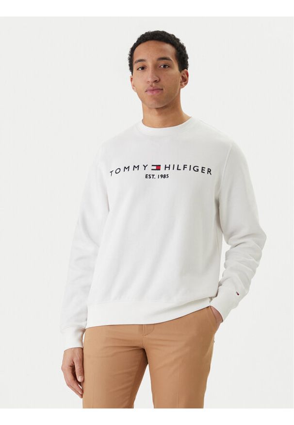 TOMMY HILFIGER - Tommy Hilfiger Bluza Logo MW0MW11596 Biały Regular Fit. Kolor: biały. Materiał: bawełna, syntetyk