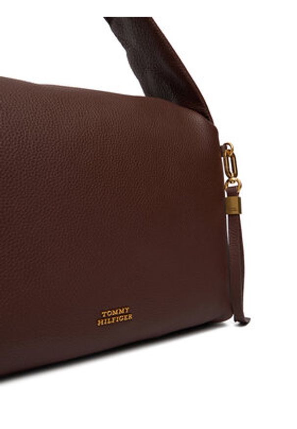TOMMY HILFIGER - Tommy Hilfiger Torebka City Leather Shoulder Bag AW0AW18152 Brązowy. Kolor: brązowy. Materiał: skórzane