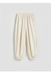 Reserved - Spodnie balloon - złamana biel. Materiał: dzianina. Wzór: gładki #1