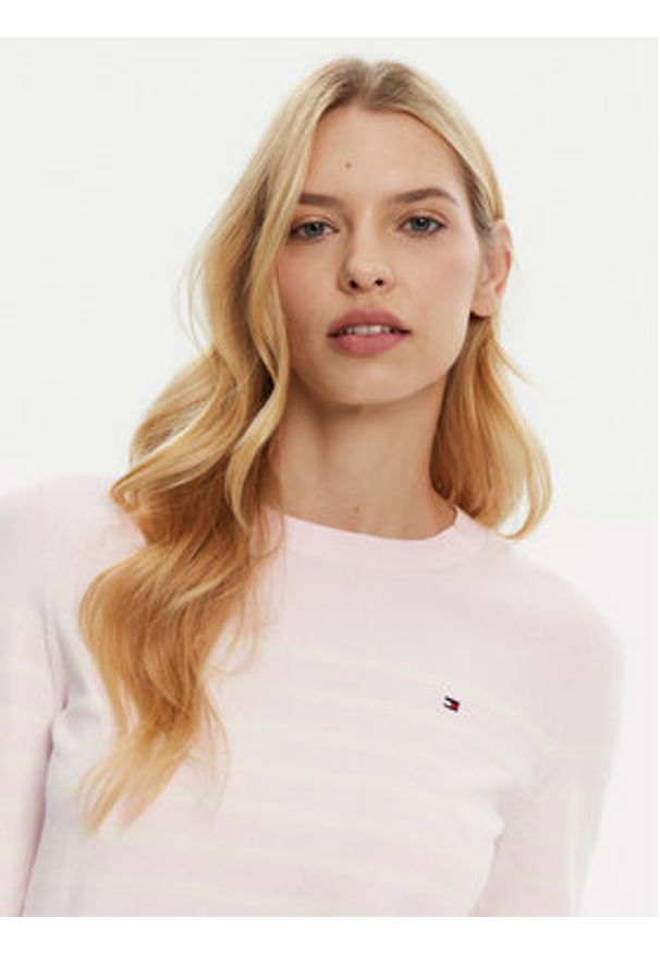 TOMMY HILFIGER - Tommy Hilfiger Sweter WW0WW44984 Różowy Regular Fit. Kolor: różowy. Materiał: bawełna, syntetyk