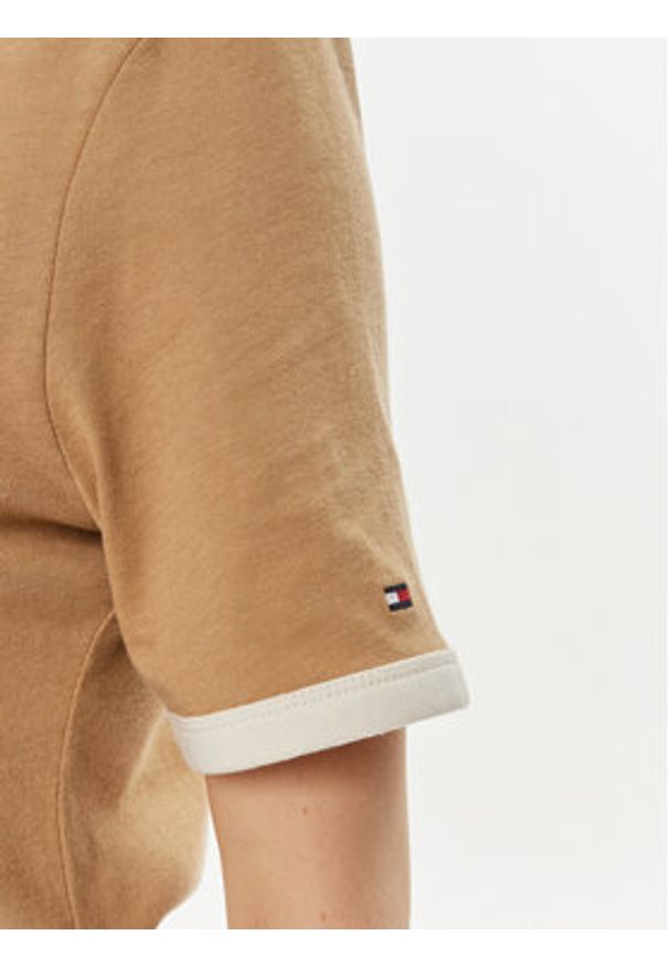 TOMMY HILFIGER - Tommy Hilfiger T-Shirt Monotype WW0WW41208 Beżowy Regular Fit. Kolor: beżowy. Materiał: bawełna