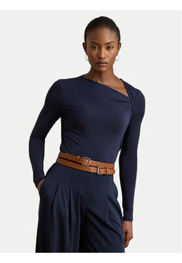 Lauren Ralph Lauren - LAUREN RALPH LAUREN Bluzka 200980153001 Granatowy Slim Fit. Kolor: niebieski. Materiał: lyocell