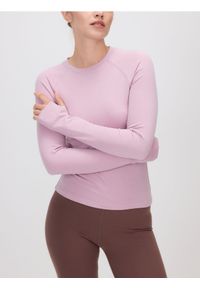 Reserved - Sportowy longsleeve z modalem - brudny róż. Kolor: różowy. Materiał: dzianina. Długość rękawa: długi rękaw. Styl: sportowy #1