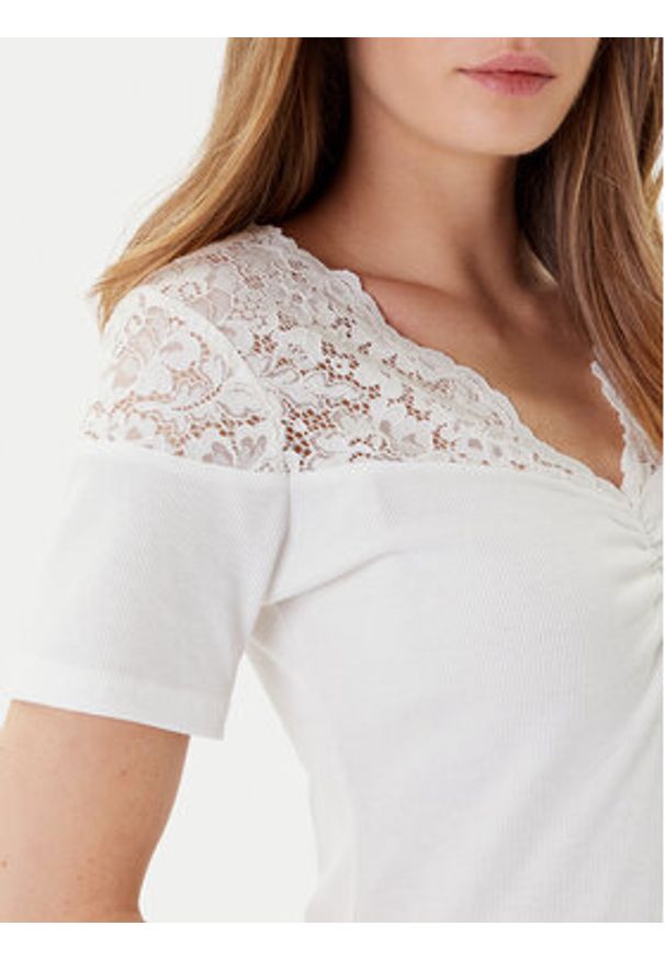 Morgan Bluzka 252-DELINE Biały Slim Fit. Kolor: biały. Materiał: syntetyk