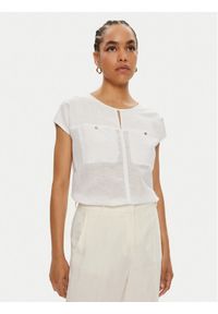 Olsen T-Shirt 11104870 Biały Regular Fit. Kolor: biały. Materiał: bawełna, len