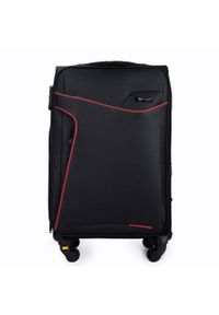 Średnia walizka miękka M Solier STL1651 czarno-czerwona. Kolor: czarny, czerwony, wielokolorowy. Materiał: materiał