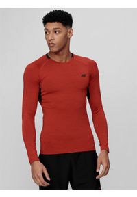 4f - Longsleeve treningowy slim szybkoschący męski. Kolor: czerwony. Materiał: dzianina, materiał. Długość rękawa: długi rękaw