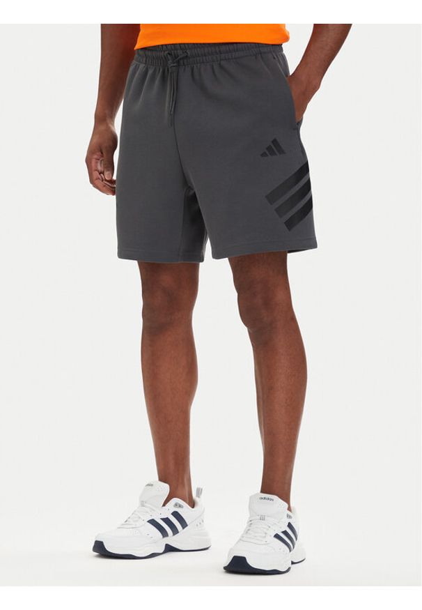 Adidas - adidas Szorty sportowe Future Icons 3-Stripes KD5241 Szary Regular Fit. Kolor: szary. Materiał: syntetyk. Styl: sportowy