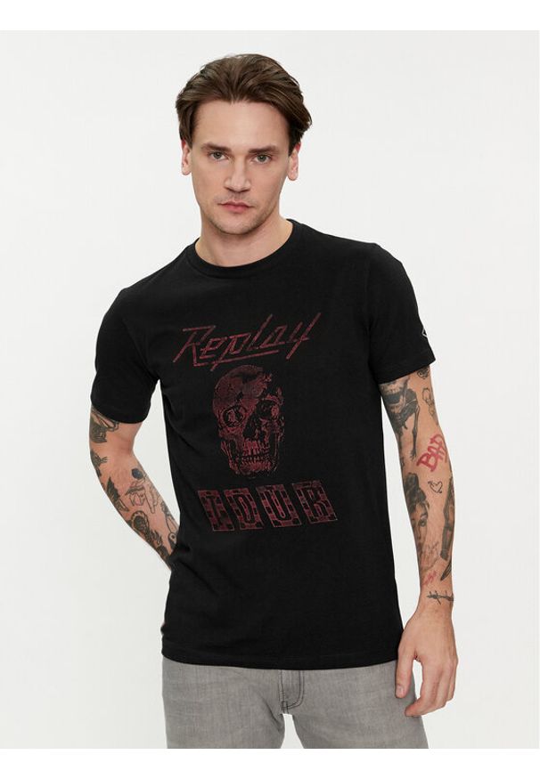 Replay T-Shirt M6761.000.23608P Czarny Regular Fit. Kolor: czarny. Materiał: bawełna