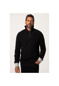 JAY-PI - Męski Półgolf z dzianiny odzież narciarska prążkowana dzianina. Kolekcja: plus size. Kolor: czarny. Materiał: akryl, materiał, bawełna. Sezon: zima. Sport: narciarstwo