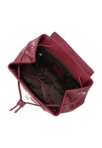 Wittchen - Damski plecak worek skórzany z przeszyciami ciemnoczerwony. Kolor: czerwony. Materiał: skóra. Wzór: haft. Styl: casual, elegancki