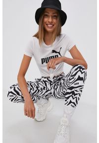 Puma T-shirt bawełniany 586774 kolor biały. Kolor: biały. Materiał: bawełna. Wzór: nadruk