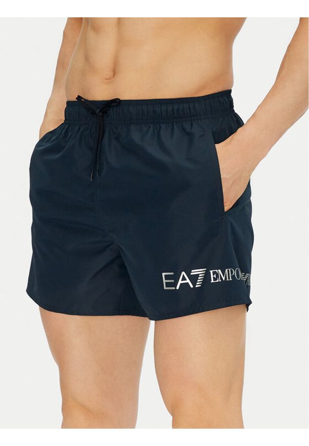 EA7 Emporio Armani Szorty kąpielowe 7M000519 AF13049 MB010 Granatowy Regular Fit. Kolor: niebieski. Materiał: syntetyk