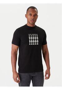 Karl Lagerfeld - KARL LAGERFELD T-Shirt 755402 554235 Czarny Slim Fit. Typ kołnierza: dekolt w karo. Kolor: czarny. Materiał: bawełna #1