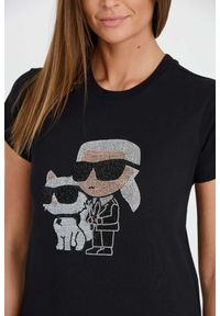 Karl Lagerfeld - KARL LAGERFELD Czarny damski t-shirt Ikonik 2.0, Rozmiar XS. Kolor: czarny #7