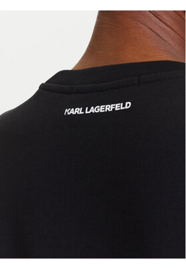 Karl Lagerfeld - KARL LAGERFELD Bluza A3W20056 Czarny Regular Fit. Typ kołnierza: dekolt w karo. Kolor: czarny. Materiał: bawełna
