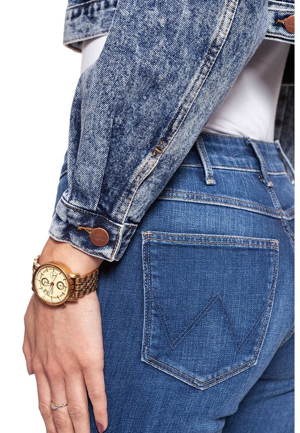 Wrangler - DAMSKA KURTKA JEANSOWA WRANGLER CROPPED JACKET RISKY BUSINESS W421GF25G 112128804. Okazja: na co dzień. Materiał: jeans. Styl: casual