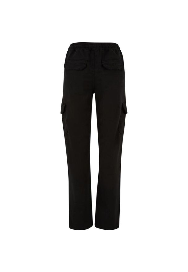 Urban Classics - Spodnie Cargo Damskie Twill Z Wysokimi Stanami. Stan: podwyższony. Kolor: czarny. Długość: długie