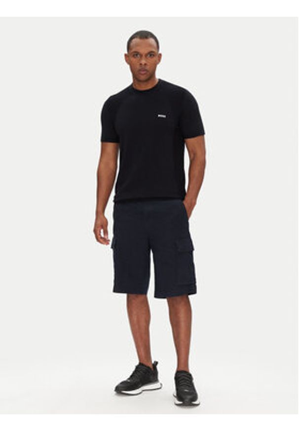BOSS Szorty materiałowe Sisla-9 50536888 Granatowy Slim Fit. Kolor: niebieski. Materiał: len, syntetyk