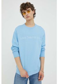 Lee bluza bawełniana męska kolor niebieski z aplikacją. Kolor: niebieski. Materiał: bawełna. Wzór: aplikacja. Styl: klasyczny #4