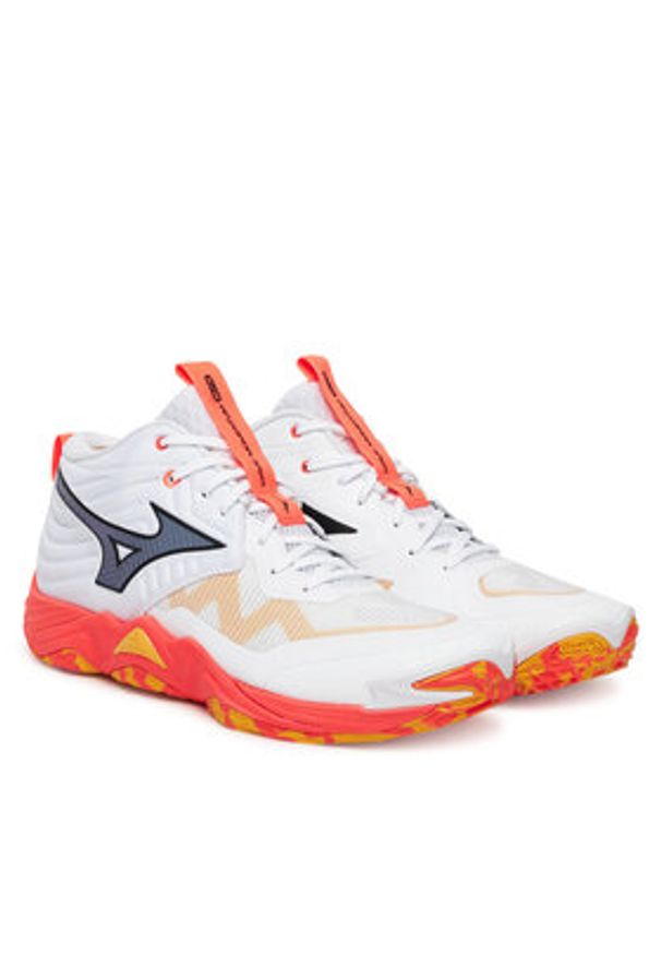 Mizuno Buty halowe Wave Momentum Elite Mid V1GA2517 Pomarańczowy. Kolor: pomarańczowy. Materiał: skóra. Model: Mizuno Wave