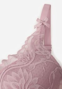 Born2be - Fioletowy Biustonosz Koronkowy z Kokardkami Themikaia. Kolor: fioletowy. Materiał: koronka #2