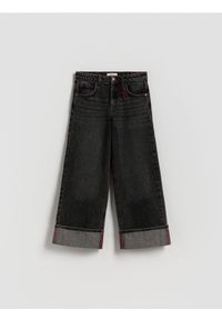 Reserved - Jeansy wide leg z podwiniętą nogawką - szary. Kolor: szary #1