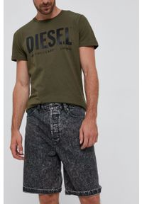 Diesel Szorty jeansowe męskie kolor szary. Okazja: na co dzień. Kolor: szary. Materiał: jeans. Styl: casual #1