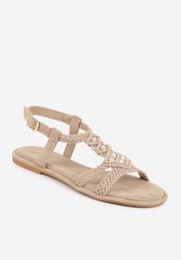 Born2be - Beżowe Plecione Sandały VICES z Koralikami w Stylu Boho Shakeia. Okazja: na co dzień, na spacer. Zapięcie: klamry. Kolor: beżowy. Sezon: lato. Styl: boho #4