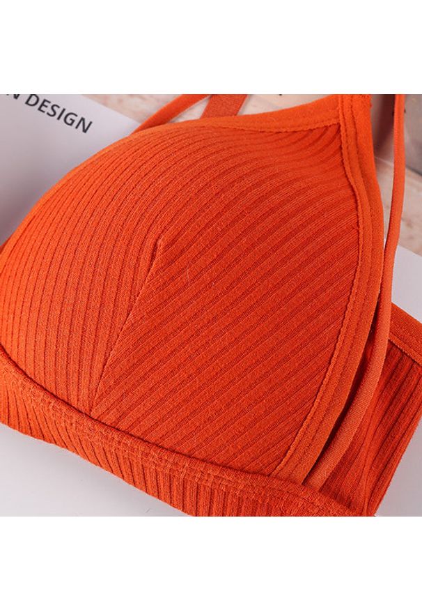 Intica - Biustonosz bez fiszbin miękki na co dzień Najiba. Kolor: pomarańczowy. Materiał: skóra, materiał