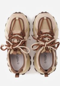 Born2be - Beżowe Sneakersy z Zamszu na Grubej Podeszwie z Podwójnym Sznurowaniem Linoza. Okazja: na co dzień. Zapięcie: sznurówki. Kolor: beżowy. Materiał: zamsz. Obcas: na platformie #5