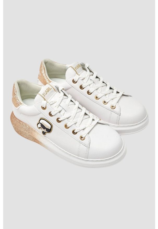 Karl Lagerfeld - KARL LAGERFELD Białe damskie sneakersy skórzane KAPRI Ombre NFT, Rozmiar 36. Kolor: biały. Materiał: skóra