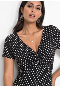 bonprix - Sukienka z dżerseju z mieszanki wiskozy. Typ kołnierza: dekolt w serek. Kolor: czarny. Materiał: jersey, wiskoza #3