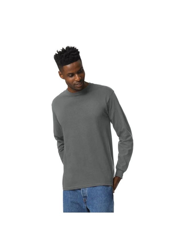 GILDAN - Ultra Bawełniana Koszulka Z Długim Rękawem Unisex Dla Dorosłych. Kolor: szary, wielokolorowy, brązowy. Materiał: bawełna. Długość rękawa: długi rękaw. Długość: długie. Sport: turystyka piesza