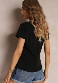 Renee - Czarny Bawełniany T-shirt Melinthe. Okazja: na co dzień. Kolor: czarny. Materiał: bawełna. Długość rękawa: krótki rękaw. Długość: krótkie. Styl: casual #5