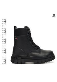 TOMMY HILFIGER - Tommy Hilfiger Trapery Lace-Up Bootie T3A5-34046-1695 S Czarny. Kolor: czarny. Materiał: skóra #2